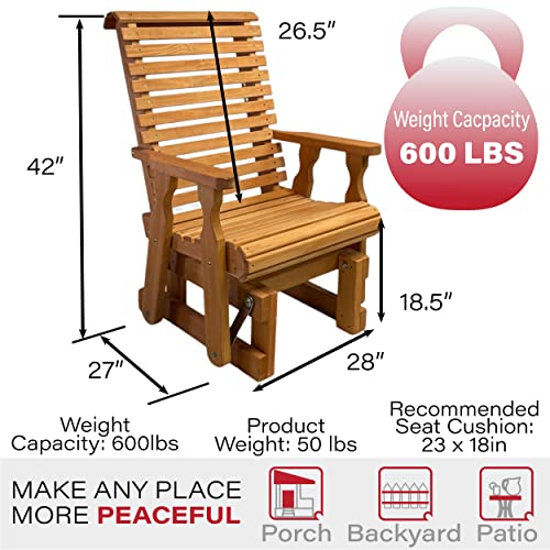 Amish Casual Heavy Duty 600 Lb Roll Back High Back Treated Glider Chair (Cedar Stain)