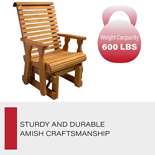 Amish Casual Heavy Duty 600 Lb Roll Back High Back Treated Glider Chair (Cedar Stain)