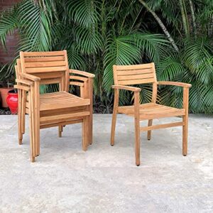 amazonia teak coventry 2-piece teak stacking chairs, light brown, 22lx20wx31h (sc ninia stack)