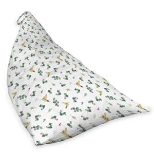 Ambesonne Hummingbird Lounger Chair Bag, Vernal Eucalyptus Leaves Flowers Flying Birds Isolated Repeating Pattern, High Capacity Storage with Handle Container, Lounger Size, White Multicolor