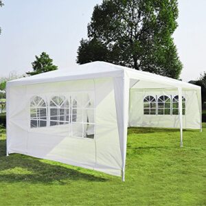 Outsunny Large 10' x 20' Gazebo Canopy Party Tent with 4 Removable Window Side Walls,Wedding, Picnic Outdoor Events-White