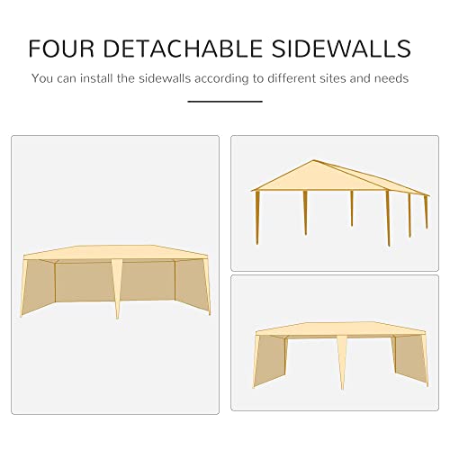 Outsunny Large 10' x 20' Gazebo Canopy Party Tent with 4 Removable Window Side Walls,Wedding, Picnic Outdoor Events-White