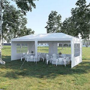 Outsunny Large 10' x 20' Gazebo Canopy Party Tent with 4 Removable Window Side Walls,Wedding, Picnic Outdoor Events-White