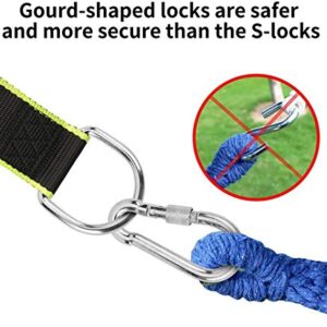 FORTGESCHE Tree Swing Straps Hanging Kits, Adjustable Swing Hammock Straps 5ft Length with 2 Heavy Duty Lock Carabiner Hooks and Tree Protector Sleeves Perfect for Hammock & Tree Swing, Holds 2200lb