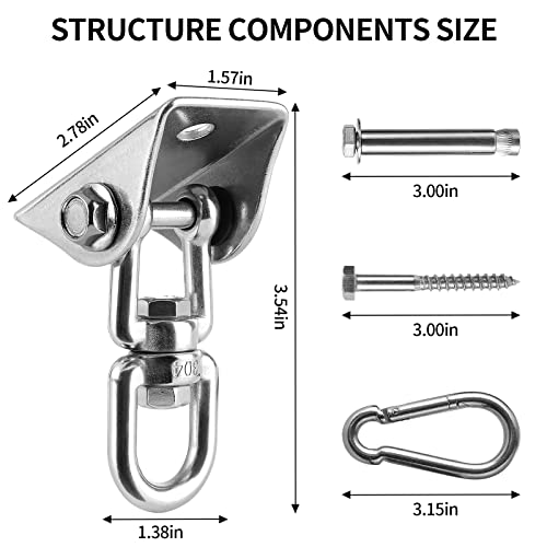 Hammock Hanging Kit, Huazu Hammock Chair Hanging Kit 360° Rotating 1000 lb Capacity Heavy Duty, for Swing, Chair, Yoga, Playground, Multiple Indoor Outdoor Gym