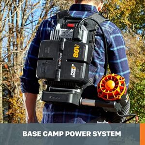 Worx Nitro 80V Brushless Backpack Blower Power Share with Base Camp- WG572 (Batteries & Charger Included)