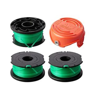 thten sf-080 string trimmer spool line compatible with black and decker sf-080-bkp 20ft 0.080″ gh3000 lst540 gh3000r lst540b weed eater auto feed single line with 90583594 cap covers parts