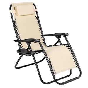 tiktun portable camping folding beach chair beige