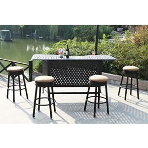 Darlee Classic Cast Aluminum Round Backless Patio Swivel Bar Stool - Antique Bronze