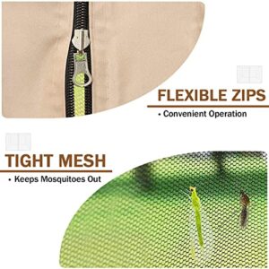Warmally Gazebo Universal Replacement Mosquito Netting 10 x 12 Outdoor Mesh Netting Screen 4-Panel Sidewall Curtain with Zipper(Beige)