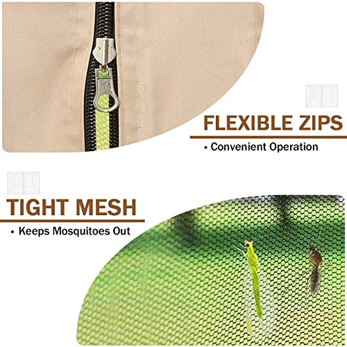 Warmally Gazebo Universal Replacement Mosquito Netting 10 x 12 Outdoor Mesh Netting Screen 4-Panel Sidewall Curtain with Zipper(Beige)