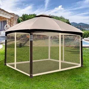 Warmally Gazebo Universal Replacement Mosquito Netting 10 x 12 Outdoor Mesh Netting Screen 4-Panel Sidewall Curtain with Zipper(Beige)