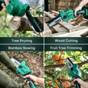 KIMO 6 Inch Mini Chainsaw Cordless, 2.3Lb Lightweight Handheld Chainsaw with Safety Lock, 20V Battery Powered Chainsaw, Portable Electric Chainsaw for Wood Cutting Tree Trimming