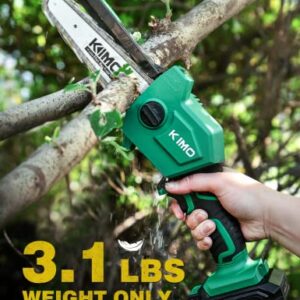 KIMO 6 Inch Mini Chainsaw Cordless, 2.3Lb Lightweight Handheld Chainsaw with Safety Lock, 20V Battery Powered Chainsaw, Portable Electric Chainsaw for Wood Cutting Tree Trimming