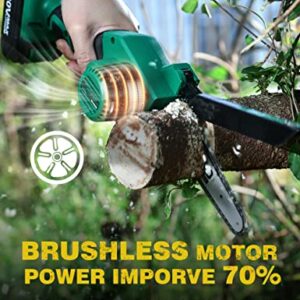 KIMO 6 Inch Mini Chainsaw Cordless, 2.3Lb Lightweight Handheld Chainsaw with Safety Lock, 20V Battery Powered Chainsaw, Portable Electric Chainsaw for Wood Cutting Tree Trimming