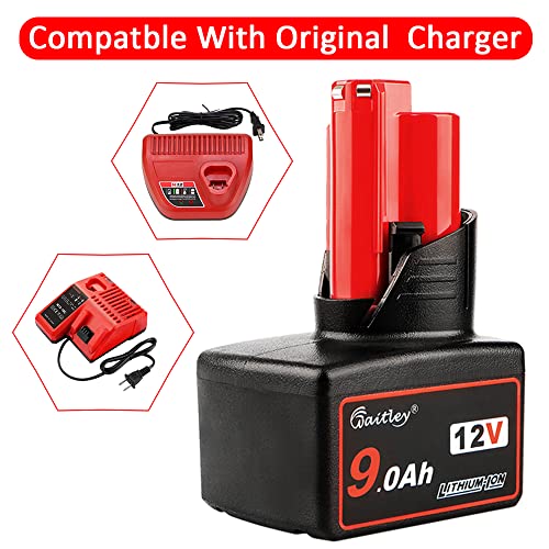 waitley 12V 9Ah Replacement Battery Compatible with Milwaukee M12 9.0Ah Power Tools