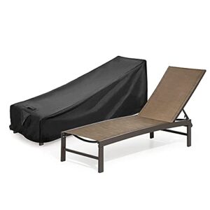 Crestlive Products Patio Chaise Lounge Chairs with Covers Set, Aluminum Adjustable Outdoor Five-Position Recliner & Waterproof Covers All Weather for Beach, Yard, Pool(2PCS Brown Chairs, Black Covers)