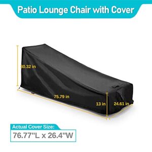 Crestlive Products Patio Chaise Lounge Chairs with Covers Set, Aluminum Adjustable Outdoor Five-Position Recliner & Waterproof Covers All Weather for Beach, Yard, Pool(2PCS Brown Chairs, Black Covers)