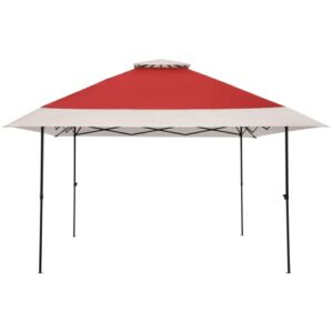 Suntime 13x13 Instant Pop Up Canopy Gazebo Tent Shelter with Wheeled Roller Carry Bag, Bonus Weight Sandbags, Stakes, Ropes - Red