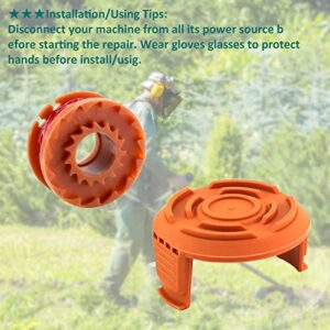 Vypart WA0010 String Trimmer Line Spool Compatible with Worx,0.065 in 10ft Edger Spool Line with WA6531 Spool Cap Cover (12 Spool+3 Cap)