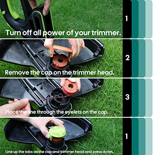 Vypart WA0010 String Trimmer Line Spool Compatible with Worx,0.065 in 10ft Edger Spool Line with WA6531 Spool Cap Cover (12 Spool+3 Cap)