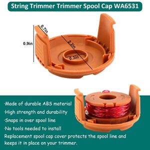 Vypart WA0010 String Trimmer Line Spool Compatible with Worx,0.065 in 10ft Edger Spool Line with WA6531 Spool Cap Cover (12 Spool+3 Cap)