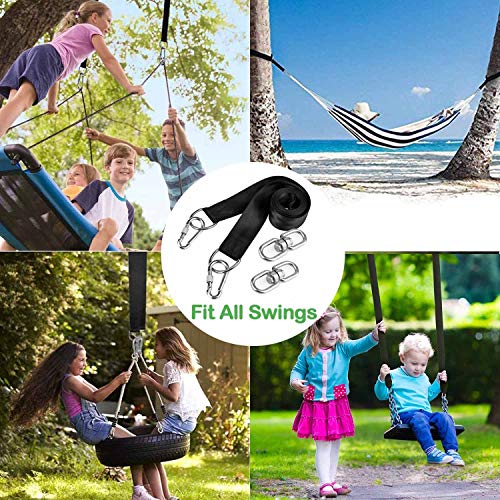 Werfeito Extra Long Tree Swing Straps, 3FT/10FT/20FT/30FT Tree Swing Hanging Straps Kit Holds 5000 lbs with Tree Protector, Heavy Duty Carabiner and Swivel Perfect for Swings & Hammocks (20 FT)