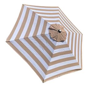 bellrino decor bellrino replacement 9 ft 6 ribs medium coffeewhite stripe strong & thick umbrella canopy (canopy only)