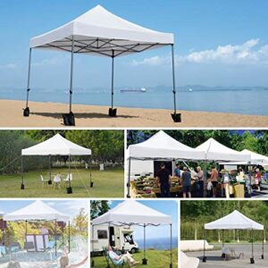 Yaheetech 10x10 Pop Up Canopy Tent, Commercial Instant Heavy Duty Canopy, 500D Waterproof Adjustable Canopy with Wheeled Carry Bag, 4 Sandbags & 4 Stakes, White