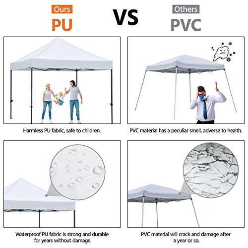 Yaheetech 10x10 Pop Up Canopy Tent, Commercial Instant Heavy Duty Canopy, 500D Waterproof Adjustable Canopy with Wheeled Carry Bag, 4 Sandbags & 4 Stakes, White