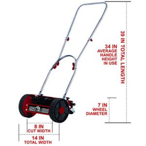 American Lawn Mower Company 101-08 Youth Grass Shark 8-Inch 5-Blade Manual Push Reel Lawn Mower, Red