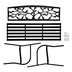 Plow & Hearth Weatherproof Tree of Life Outdoor Bench | Holds Up to 300 lbs | Garden Patio Porch Park Deck | Metal | Black