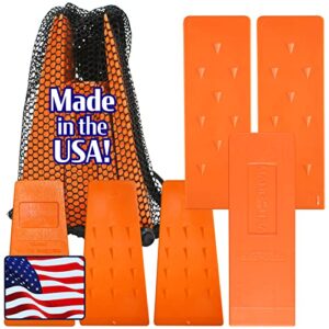 Cold Creek Loggers Made in USA Orange Spiked Tree Wedges for Tree Cutting Falling, Bucking, Felling Wedges Chainsaw Loggers Supplies, 3-5.5" and 3-8" Wedges Plus Free Storage Bag