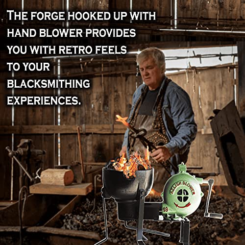 Hytech Products Blacksmithing Coal Forge with Hand Blower for Knife Making Forging Farriers Tools and Equipment – Vintage Style Blacksmith Coal Forge/Furnace with Pedal Type Handle