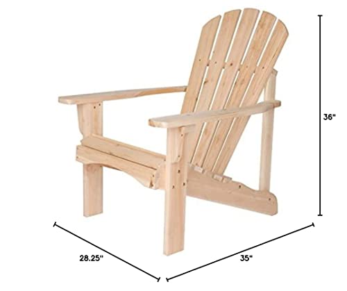 Shine Company 4617N Rockport Wooden Adirondack Chair | Outdoor Patio Chair | Firepit Chairs for Garden, Backyard, & Deck – Natural