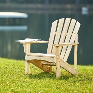 Shine Company 4617N Rockport Wooden Adirondack Chair | Outdoor Patio Chair | Firepit Chairs for Garden, Backyard, & Deck – Natural