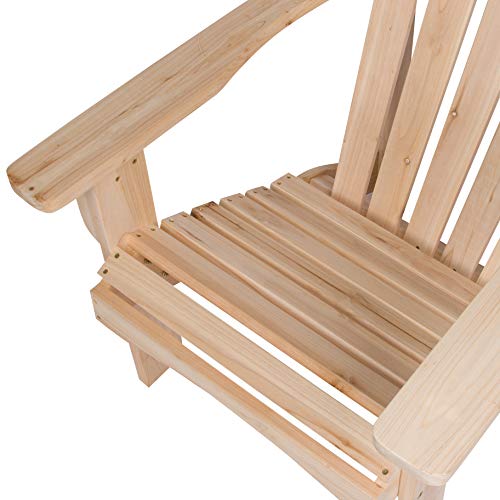 Shine Company 4617N Rockport Wooden Adirondack Chair | Outdoor Patio Chair | Firepit Chairs for Garden, Backyard, & Deck – Natural