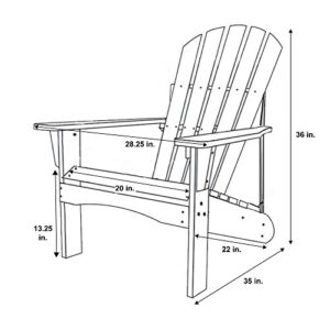 Shine Company 4617N Rockport Wooden Adirondack Chair | Outdoor Patio Chair | Firepit Chairs for Garden, Backyard, & Deck – Natural