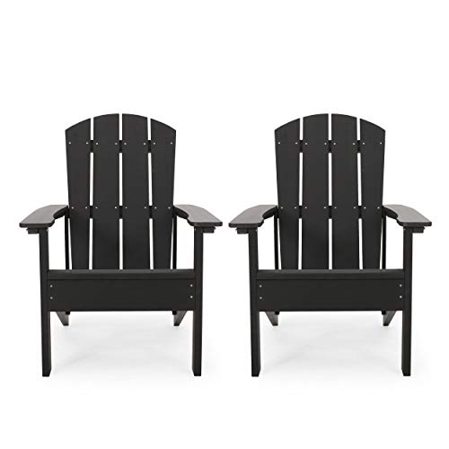 Christopher Knight Home Reginald Outdoor Adirondack Chairs (Set of 2), Black