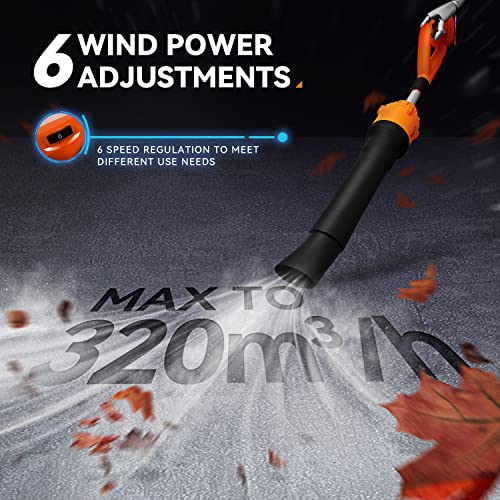 MIUI Leaf Blower - Cordless with Battery and Charger, Electric Cordless Leaf Blower 6 Speed Mode, Battery Powered Handheld Blowers for Lawn Care, Patio, Blowing Leaves and Snow