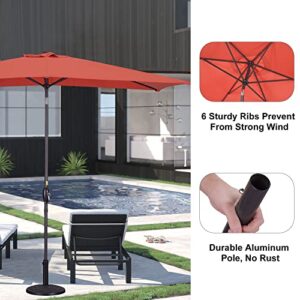Aok Garden Rectangle Patio Umbrella 6.5x10ft, Outdoor Market Table Umbrella Aluminum Pole with Tilt and Crank 6 Sturdy Ribs for Deck Lawn Pool, Wine Red