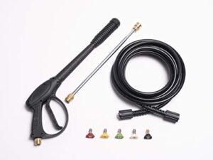 midwest direct 8-part premium pressure washer kit. 3600 psi spray gun, 25′ 3200 psi hose, 16″ wand, 5 quick connect tips. gun, hose, wand, nozzle replacement! pressure washer parts, accessories