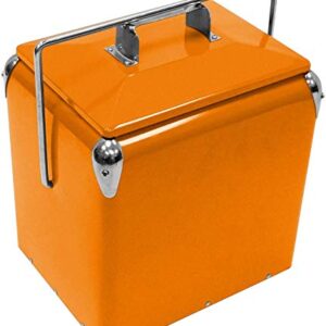 Creative Outdoor Stainless Steel Legacy Cooler w/Built-in Bottle Opener - Insulated Ice Chest Vintage Design, Orange