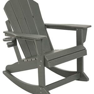 Adirondack Rocking Chair Outdoor Patio Rocker Adirondack Chairs HDPE Plastic Weather Resistant Lawn Chair for Porch Balcony Garden Beach Backyard Grey