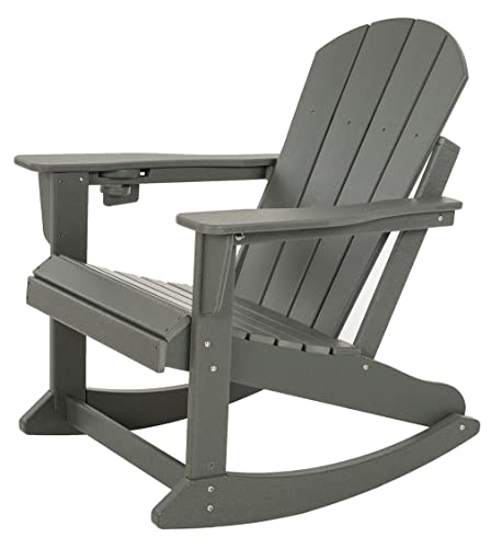 Adirondack Rocking Chair Outdoor Patio Rocker Adirondack Chairs HDPE Plastic Weather Resistant Lawn Chair for Porch Balcony Garden Beach Backyard Grey