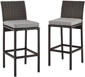 crosley furniture ko70143br-gy palm harbor deluxe wicker bar stool with cusion, brown, set of 2