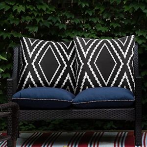 adabana outdoor waterproof boho throw pillow covers geometric pillow cases for patio garden set of 2, 18 x 18 inches black