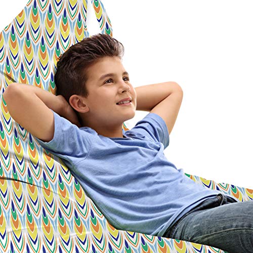 Ambesonne Colorful Lounger Chair Bag, Summer Ethnic Pattern Tribal Feathers Motifs in Boho Style and Repeating Design, High Capacity Storage with Handle Container, Lounger Size, Multicolor