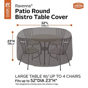 Classic Accessories Ravenna Water-Resistant 52 Inch Round Bistro Patio Table & Chair Set Cover, Outdoor Table Cover