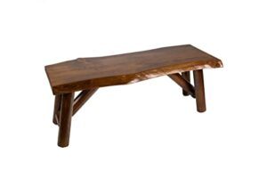 srl rustic logwerks indoor bench — pine & cedar wood bench — front porch decor — live edge small bench for entryway, garden & more — handcrafted wooden bench — rustic furniture (48”, honey pine)